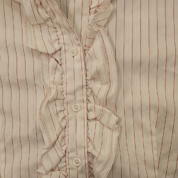 Vintage G2000 Cream Ruffled Short-Sleeve Blouse - Picture 2 of 5